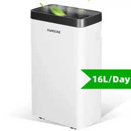 HUMSURE Luftentfeuchter 16 L/Tag – 1,4 l abnehmbare Wasserkanne, 24-Stunden-Timer, automatische Abtauung, 3 Modi, kontinuierliche Abführung, ideal für feuchte Flats und Wohnungen