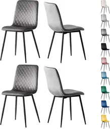 mcc direct Set of 4 Designer Velvet Fabric Dining Chairs Metal Legs Lexi Chairs (Dark Grey)