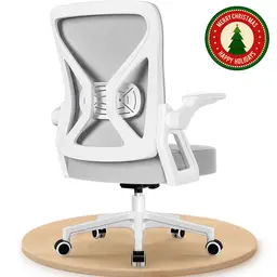 Office chair Ergonomic, desk chair with fold-up armrests, adjustable lumbar support, height-adjustable executive chair Swivel chair, office chair with tilt function up to 125°, grey