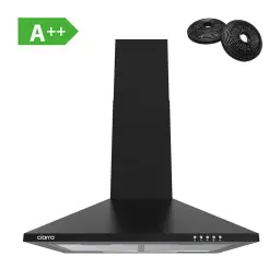 CIARRA 60cm Pyramid Wall Mounted Cooker Hood, 370m³/h, 3 Speeds, LED Light, Carbon Filters, Adjustable Chimney, CBCB6201