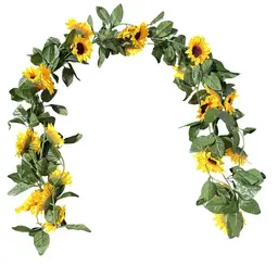 Wei's Moment 4Pcs 7.87FT Artificial Sunflower Garland Fake Silk Sunflowers Vines Yellow Faux Daisy Flower Garland Wall Hanging Plants for Home Wedding Party Garden Decoration DIY Wreath