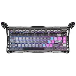 GravaStar Mercury K1 Pro Gaming-Tastatur, Bluetooth 5.0/2,4 GHz/USB-C, 75% Gasket-Switch, Hot-Swappable mechanische Tastatur, kabellos, mit RGB-Hintergrundbeleuchtung, Win/Mac, QWERTY, Cyberpunk-Edition - Schwarz