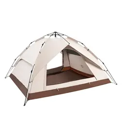 ochama x J.ZAO Tente double couche - Tente dôme, dépliante automatique - Équipement de randonnée et de camping en plein air - Couleur fromage, pour 3-4 personnes