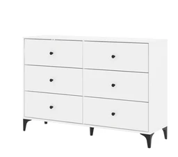 Galano Emory 6-Schubladen-Kommode - 119 x 35,3 x 80,8 cm, Schlafzimmermöbel - Weiß