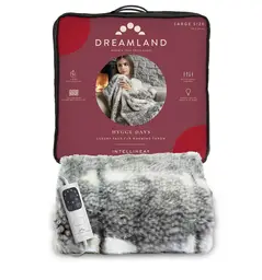 Dreamland HyggeDays Faux Fur Throw – Heated, Super Soft, Auto Shut-Off – Deer Pattern, 160 x 120 cm, 16893C