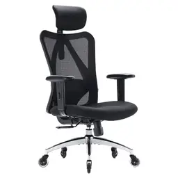 SIHOO M18 Bürostuhl, ergonomischer Schreibtischstuhl, Computerstuhl mit hoher Rückenlehne im atmungsaktiven Mesh-Design, verstellbare Kopfstütze und Lordosenstütze, mit verbesserten Inlineskate-Rollen (Schwarz)