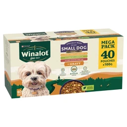 WINALOT Small Dog Food Pouch Mixed in Gravy 40 x 100g