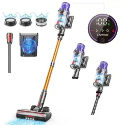 Laresar V7 Cordless Vacuum Cleaner, Lightweight Handheld Vacuum, 50KPa 400W Powerful Stick Vacuum, Touch Screen, 60 Min Runtime, 3-Speed Adjustment, for Hardhood Floor/Carpet
