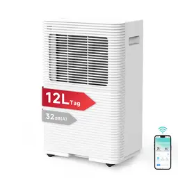 VINO R290 Déshumidificateur intelligent, contrôle WiFi, 12 L/jour, économe en énergie, réservoir d’eau de 1,8 L, pour pièce 24 m²