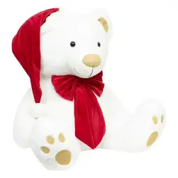 White Bear Plush with Bow, 100 cm tall