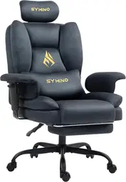 Symino Gaming Chair Executive Chair Office Chair Ergonomic, Faux Suede Sofa-like Desk Chair with Footrest Height-adjustable Office Chair Computer Chair 130kg,grey