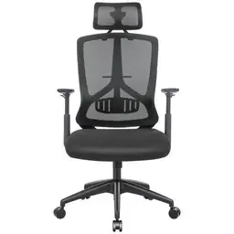 SONGMICS Ergonomic Office Chair with Tilting Mechanism, Mesh Office Chair, Breathable, Adjustable Headrest and Armrests, Lumbar Support, Comfortable and Reliable, Black