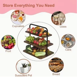 Premium Wooden & Metal Rectangular 3 Tier Cupcake Stand for 71 Cupcakes - Tower Display Stand for Birthday Candy Bar Decoration Wedding, Party Tray, Dessert Tree Tower