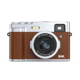 Songdian Digital Camera Retro 48MP Autofocus Compact with 5K Ultra HD 2.8-inch LCD Optical Viewfinder Digital Camera for Students Teenagers Beginners-brown