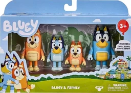BlueY 4-teiliges Figurenset: Familie, Bingo, Bandit und Chilli; 6,3–7,6 cm große Figuren mit beweglichen Gelenken – offizielles Sammlerstück