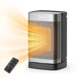 Totopia 1800W PTC Electric Heater with 2 Heating Modes, 12H Timer, Tip-Over & Overheat Protection, Space Heater for Bedroom, Office, Desktop, Remote Control, KPT-150 0596YL