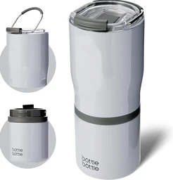 Bottle Bottle Edelstahl-Kaffeebecher mit Henkel und 2 Deckeln, 625 ml, BPA-frei (Grau), Neujahr-Angebot, Top-Geschenkideen