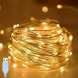 SALCAR 10m LED Wire String Lights, USB-Powered Copper Wire String Lights, 100-LED Copper Wire Lights for Indoor & Outdoor Christmas & Party Use, Warm White