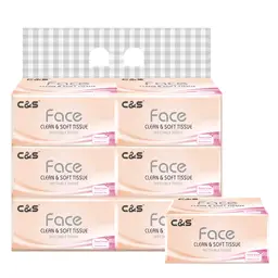 C&S Facial Tissues, 3-Ply, 720 Sheets (120 Sheets * 6 Packs), Family Sharing Pack, Economical