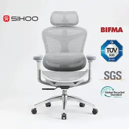 SIHOO Doro C300 Ergonomischer Bürostuhl mit ultraweichen 3D-Armlehnen, dynamische Lendenwirbelstütze für Home Office, verstellbare Rückenlehne, Schreibtischstuhl (Weiß)