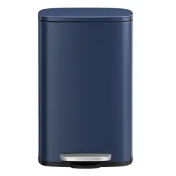 SONGMICSHOME 50 L Kitchen Bin, Rubbish Bin, Stainless Steel Trash Bin, Soft Close, Step-On Pedal, Removable Inner Bucket, Blue