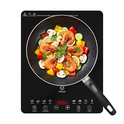 WOOX MX0237 RapidTherm tragbare Induktionskochplatte – 2000 W Tischkochplatte mit 8 Temperatur- & Leistungsstufen, Touch-Bedienfeld, LED-Display, automatische Topferkennung, Kindersicherung, Timer, Abschaltung und 4 vorgegebenen Kochprogrammen (1,5 m Stromkabel, Schwarz)