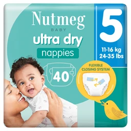 Nutmeg Baby Ultra Dry Nappies Size 5 11-25kg/24-55lbs 40 Pack