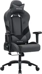 Songmics Gaming Chair Executive Chair Ergonomic with Adjustable Armrests, Pillow Lumbar Cushion 66 x 72 x 124-132 cm Grey / Black