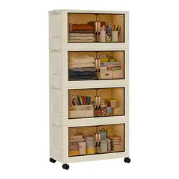 ochama×J.ZAO No Installation Storage Cabinet - Width 55cm,4pcs - With Wheels, Foldable, Magnetic Attraction, Large Capacity - Nightstand, Storage Boxes for Living room/Bedroom/Kitchen