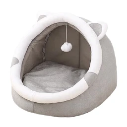 ochama Halbgeschlossenes Haustierbett – Katzen- und Hundehütte, Weiß, 45*43*38cm