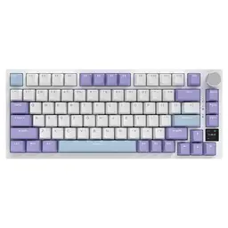 AJAZZ AK820 Pro 75% Gasket-Mechanik-Tastatur, Tri-Mode kabelgebunden/Bluetooth/2,4G, TFT-Display, RGB-Beleuchtung, Hot-Swappable-Schalter, schallabsorbierendes Schaumstoff, PBT-Keycaps, kompatibel mit Win/Mac/PC, Flying Fish Switch Lila