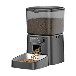 Oneisall Automatischer Katzenfutter-Spender 3,5 L WLAN-App Schwarze Bedienelemente