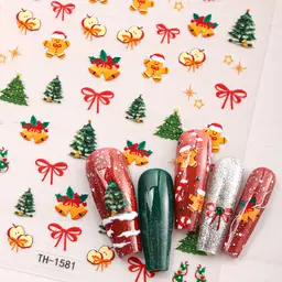 【Édition de Noël】MeoMagic Stickers d’ongles gel de Noël, auto-adhésifs, décoration d’ongles, TH-1581 (Uniquement des stickers)