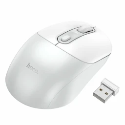HOCO GM28 Wireless Mouse - 2.4GHz with USB Receiver - White Grey