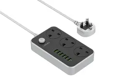 LDNIO Multi-Function Power Strip - Power Socket*3/ USB*6 - 2M - Black