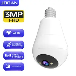 Jooan E27 Birnen-Überwachungskamera drahtlose Outdoor-360 ° -Schwenk-Neige-Farb-Nachtsicht-LED-Lampe und Scheinwerfer 2,4 GHz WLAN-Verandalichtkamera für die Sicherheit zu Hause