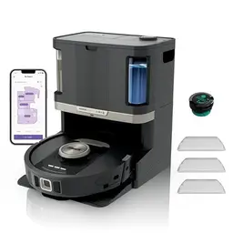 Shark PowerDetect 2-in-1 Saug- und Wischroboter, NeverTouch Pro 60-Tage Selbstentleerung, Selbstreinigung, 3D / LiDAR Navigation, NeverStuck, App-Steuerung, Schwarz RV2800ZEEU