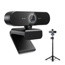 EMEET 4K Webcam mit Dual-Mikrofonen zur Geräuschreduzierung, automatischer Lichtanpassung, 360° drehbarer Halterung, Plug-&-Play-USB-Webcam E3131 + Stativ