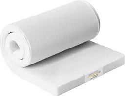 Lexzurn Matratzentopper Kaltschaum, 90 x 190 x 5 cm, ergonomisch, 7-Zonen-Komfortschaum, rutschfest, weiß, waschbar bis 40°C