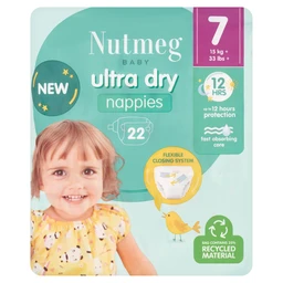 Nutmeg Baby Ultra Dry Nappies Size 7 22 Pack