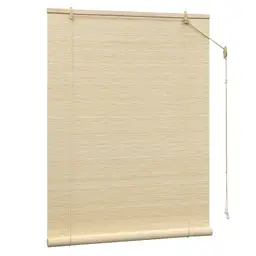 WOLTU Bambusrollo Sonnenschutz Sichtschutz Bambusjalousie Römisches Rollo Seitenzug Jalousie Lichtfilter Belüftungsrollo für Fenster Tür Terrasse Balkon Garten, 60x220 cm, Natur