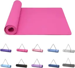 Good Nite Yoga Mat Exercise Mats Workout Pilates Fitness Mat for Women Men Non-Slip Thick 10mm High Density Gymnastics Mats with Carry Strap Tpe 183 x 61 x 0.6cm (Black/Grey) Plum