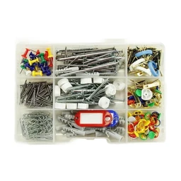 WOW 594-teiliges Haushaltszubehör-Set KINZO Schrauben-Set Nägel Stecknadeln Büroklammern