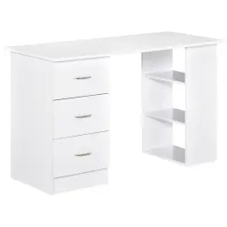 Homcom Desk 3 Drawers Storage Shelves White