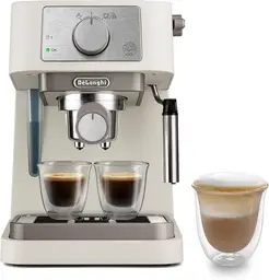 De'Longhi Stilosa Espresso Coffee Machine, 15 Bar, Compact, Cream - EC260.CR