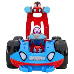 MARVEL Spidey and His Amazing Friends Team Spidey Flip and Reveal Cruiser - 11 inch Double-Sided Vehicle with Lights, Sounds and Web Blast Launchers