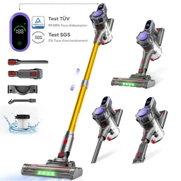 Monsga MV3 draadloze steelstofzuiger, 45 kPa/550 W/50 min, anti-klit met uitneembare batterij, LED-display, lichtgewicht handstofzuiger voor dierenhaar, tapijt en vloeren