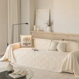 Furry Fluffy Couch Cover， Plush Warm Sofa Covers， Pet Covers for Couches and Sofas， Non Slip Couch Cover，beige，70*70inch