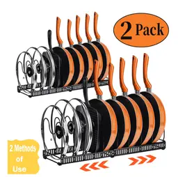 SRD 2 Pack Expandable Pot Lid Rack Organizer, Pans Organizer Rack, Pots and Pans Organizer Rack Cookware Set Organizer
