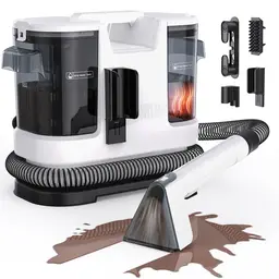 Lubluelu V8 bedraad tapijtreiniger met 15.000 Pa zuigkracht, 1400 W heetwater, stoffering- en vlekverwijderingsmachine, grote watertank en lange stroomkabel voor tapijten, banken en autointerieurs